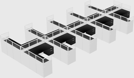 Shared l-shaped cubicle