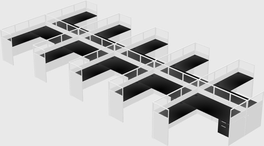 Shared l-shaped cubicle