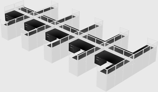 Shared l-shaped cubicle