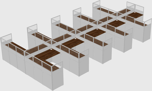 Shared l-shaped cubicle