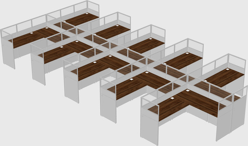 Shared l-shaped cubicle