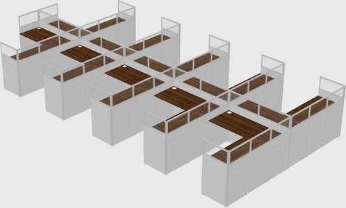 Shared l-shaped cubicle