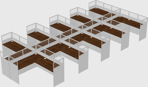 Shared l-shaped cubicle