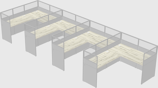 Shared l-shaped cubicle