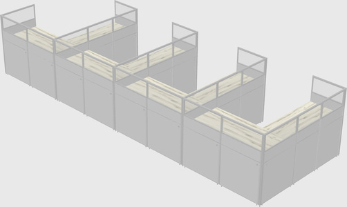 Shared l-shaped cubicle