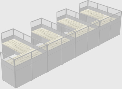 Shared l-shaped cubicle