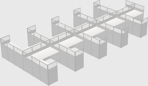 Shared l-shaped cubicle