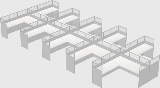 Shared l-shaped cubicle