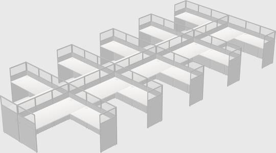 Shared l-shaped cubicle