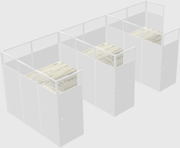 Shared l-shaped cubicle