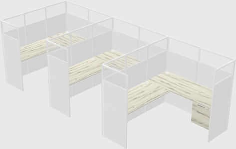 Shared l-shaped cubicle