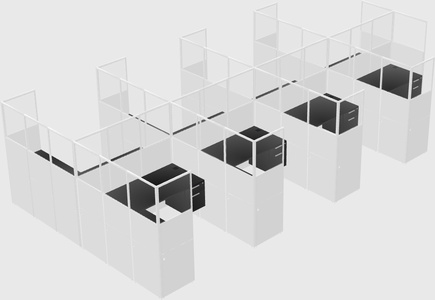 Shared l-shaped cubicle