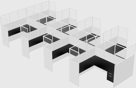 Shared l-shaped cubicle