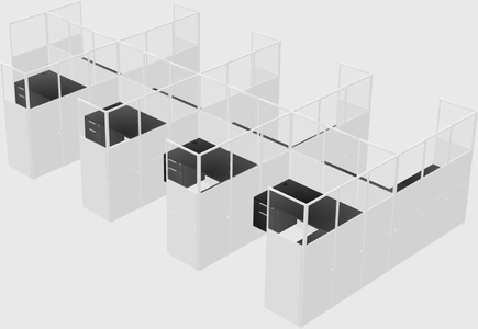 Shared l-shaped cubicle