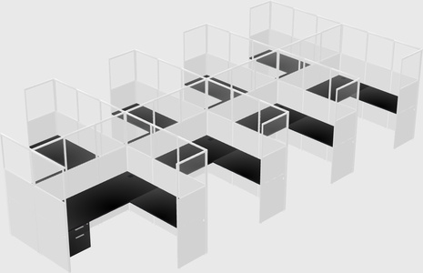 Shared l-shaped cubicle