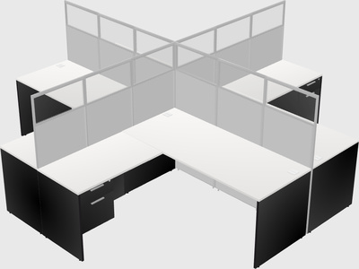 Shared l-shaped cubicles
