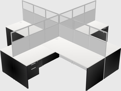 Shared l-shaped cubicles