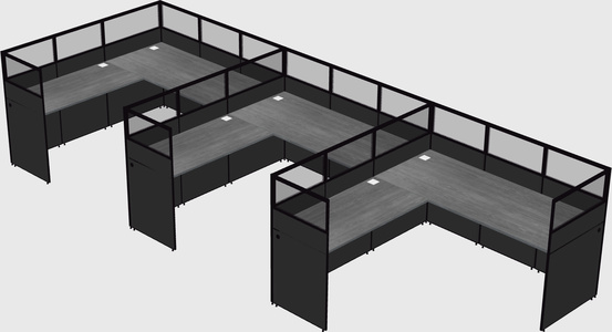 Shared l-shaped cubicle