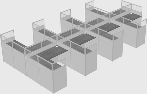Shared l-shaped cubicle