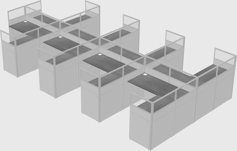 Shared l-shaped cubicle