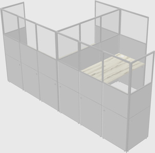Shared l-shaped cubicle