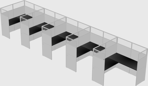 Shared l-shaped cubicle