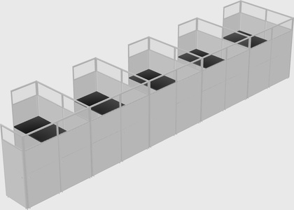 Shared l-shaped cubicle