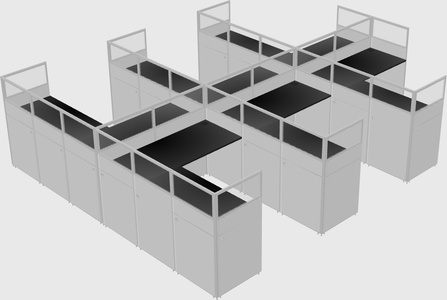 Shared l-shaped cubicle