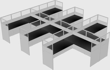 Shared l-shaped cubicle