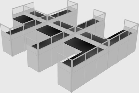Shared l-shaped cubicle
