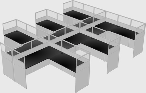 Shared l-shaped cubicle