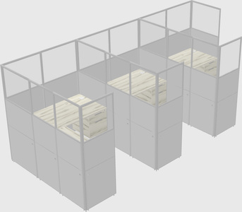 Shared l-shaped cubicle