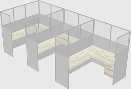 Shared l-shaped cubicle