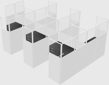 Shared l-shaped cubicle
