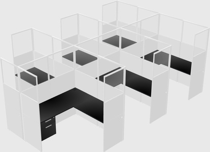 Shared l-shaped cubicle