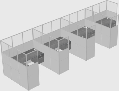 Shared l-shaped cubicle