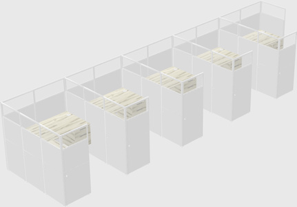 Shared l-shaped cubicle