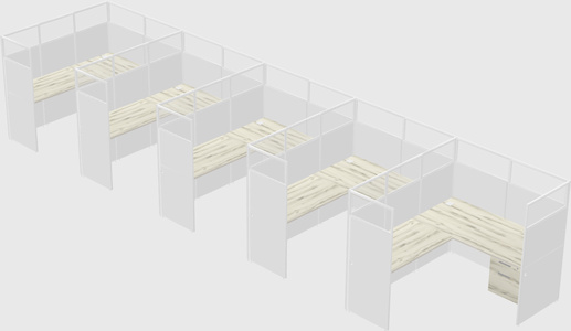 Shared l-shaped cubicle