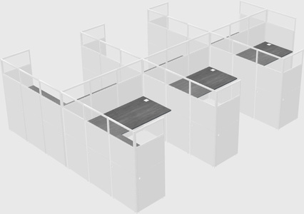 Shared l-shaped cubicle
