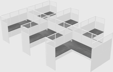 Shared l-shaped cubicle