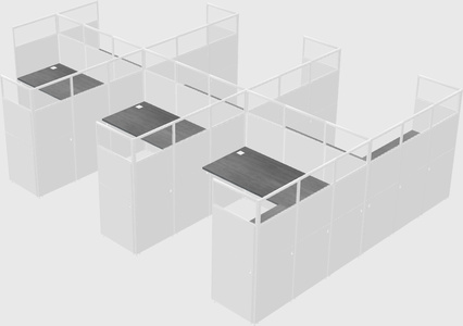 Shared l-shaped cubicle