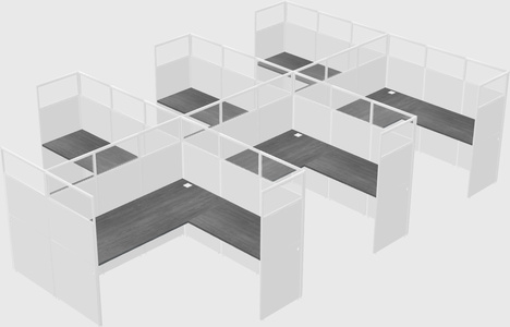 Shared l-shaped cubicle