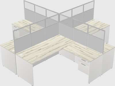 Shared l-shaped cubicles