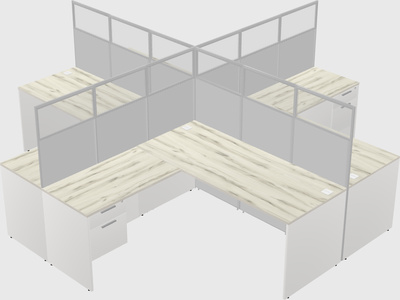 Shared l-shaped cubicles