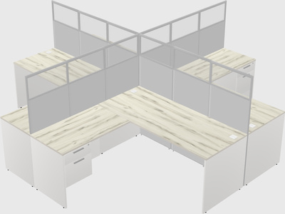Shared l-shaped cubicles
