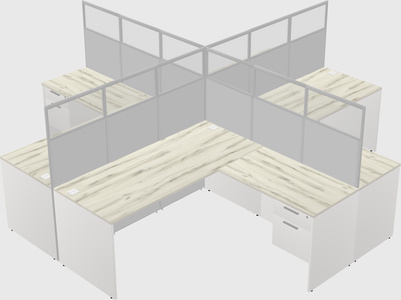 Shared l-shaped cubicles