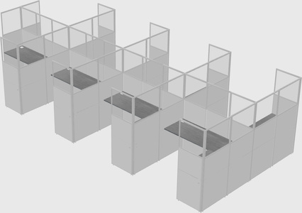 Shared l-shaped cubicle