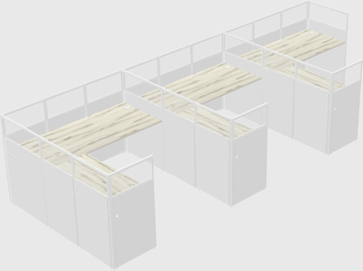 Shared l-shaped cubicle