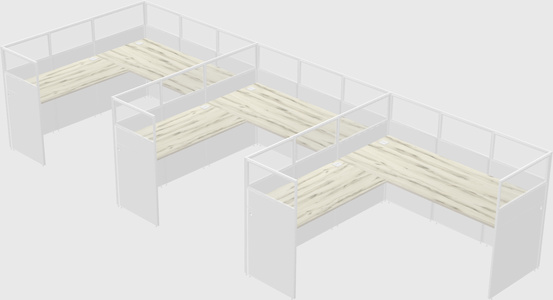 Shared l-shaped cubicle