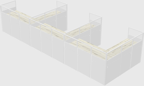 Shared l-shaped cubicle